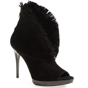 Burberry Ankle Boots Open Toe Fringed With 4 1/2 Inch Heels Euro 39